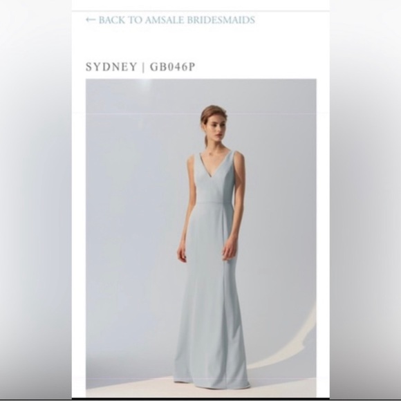 AMSALE BRIDESMAID DRESS | worn only once, v-neck cut, Baby blue - Picture 2 of 15